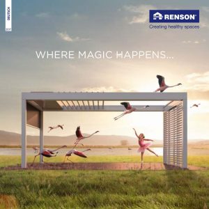 Titelbild der Renson Broschüre mit Kind und Flamingos